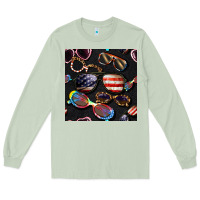 Matcha 4th of july glasses  seamless pattern Long Sleeve Tee - BundleAndBundleShop