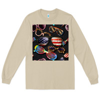 Mushroom 4th of july glasses  seamless pattern Long Sleeve Tee - BundleAndBundleShop