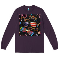 Plum 4th of july glasses  seamless pattern Long Sleeve Tee - BundleAndBundleShop