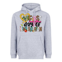 Heather Grey my first day of kindergarten Heavyweight Hoodie - NancyCooperArtShop
