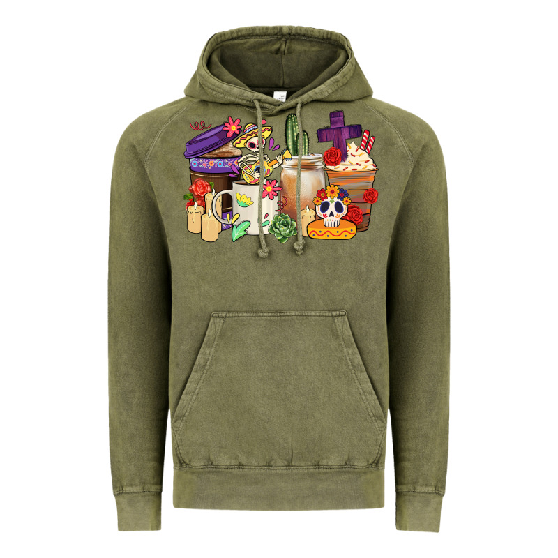 Mexican Dia De Los Muertos Coffee Cups Vintage Hoodie by CTS Tumbler Store | Teevron