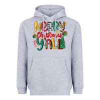 Heather Grey merry christmas y'all Heavyweight Hoodie - MaliasSmallBusiness