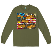 Army Green bulldozer camouflage american flag Long Sleeve Tee - Artiststas