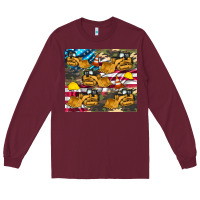 Burgundy bulldozer camouflage american flag Long Sleeve Tee - Artiststas
