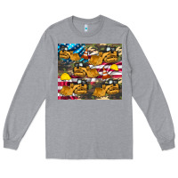 Heather Grey bulldozer camouflage american flag Long Sleeve Tee - Artiststas