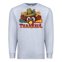 Heather Grey western thankful thanksgiving turkey Premium Sweatshirt - NancyCooperArtShop