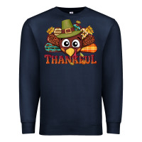 Navy western thankful thanksgiving turkey Premium Sweatshirt - NancyCooperArtShop