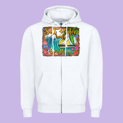 Salt Water Heals Everything Zipper Hoodie Designed By Jasminsmagicworld