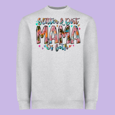 Glitter And Dirt Mama Of Both Heavyweight Sweatshirt Designed By Racoondesign