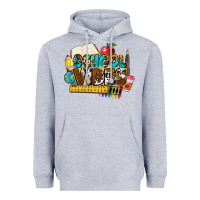 Heather Grey school vibes Heavyweight Hoodie - NancyCooperArtShop