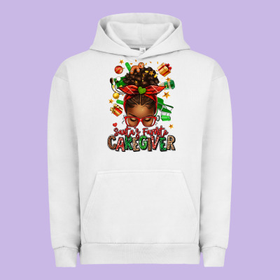 Santas Favorite Caregiver Afro Messy Bun Urban Hoodie Designed By Texasbilliewilder