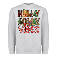 Heather Grey holly jolly vibes Heavyweight Sweatshirt - FaDigitalArtStudio
