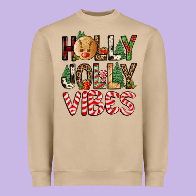 Holly Jolly Vibes Heavyweight Sweatshirt Designed By Fadigitalartstudio