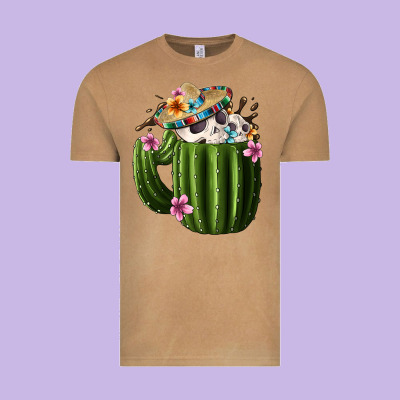 Day Of The Dead Mexican Cactus Vintage Tee Designed By Fadigitalartstudio