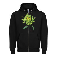 Black sun fill green green sunflower Zipper Hoodie - LillyAllenDesigns