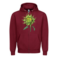 Burgundy sun fill green green sunflower Zipper Hoodie - LillyAllenDesigns
