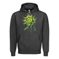 Charcoal Heather sun fill green green sunflower Zipper Hoodie - LillyAllenDesigns