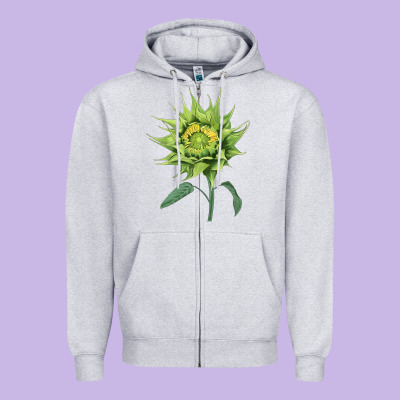 Sun Fill Green Green Sunflower Zipper Hoodie Designed By Lillyallendesigns