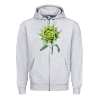 Heather Grey sun fill green green sunflower Zipper Hoodie - LillyAllenDesigns