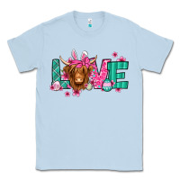 Dusty Blue love easter floral longhaired cow Classic Tee - Jasminsmagicworld