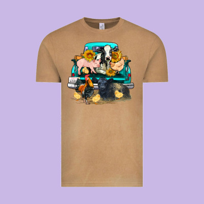 Farm Truck Farm Animals Vintage Tee Designed By Fadigitalartstudio