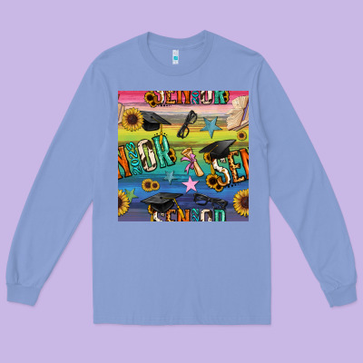 Graduation Seamless Pattern Long Sleeve Tee Designed By Bundleandbundleshop