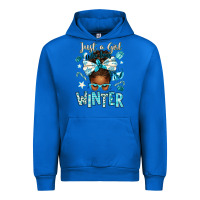Cobalt just a girl who loves winter afro messy bun Urban Hoodie - texasbilliewilder