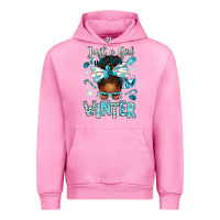 Fuchsia Pink just a girl who loves winter afro messy bun Urban Hoodie - texasbilliewilder