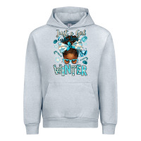 Heather Grey just a girl who loves winter afro messy bun Urban Hoodie - texasbilliewilder