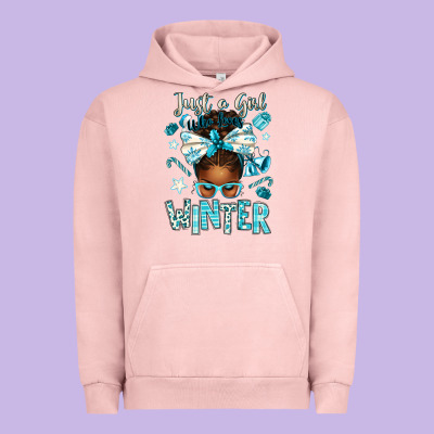 Just A Girl Who Loves Winter Afro Messy Bun Urban Hoodie Designed By Texasbilliewilder