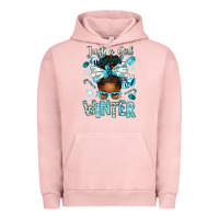 Pigment Salmon just a girl who loves winter afro messy bun Urban Hoodie - texasbilliewilder