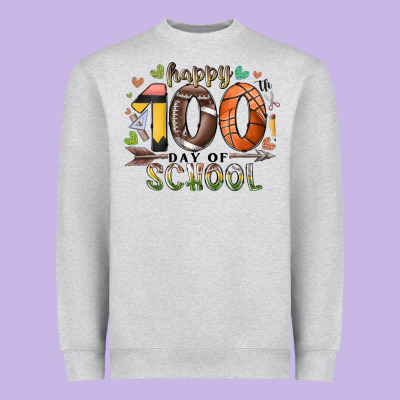 Happy 100 Americana Football Basketball Day Of Sch Heavyweight Sweatshirt Designed By Racoondesign