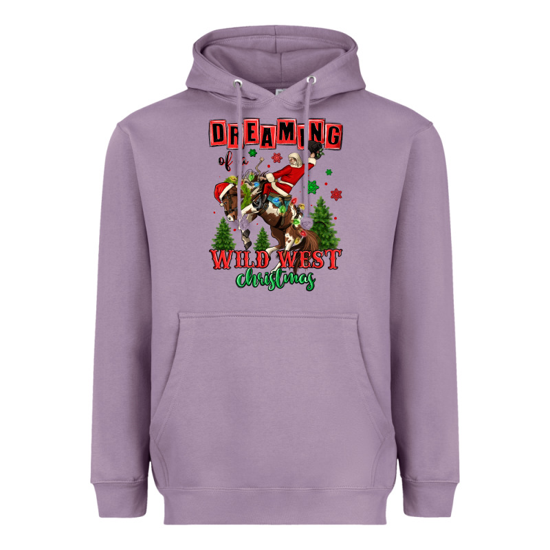 Dreaming Of A Wild West Christmas Cowboy Santa Heavyweight Hoodie by MaliasSmallBusiness | Teevron