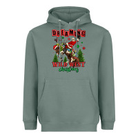 Sage dreaming of a wild west christmas cowboy santa Heavyweight Hoodie - MaliasSmallBusiness