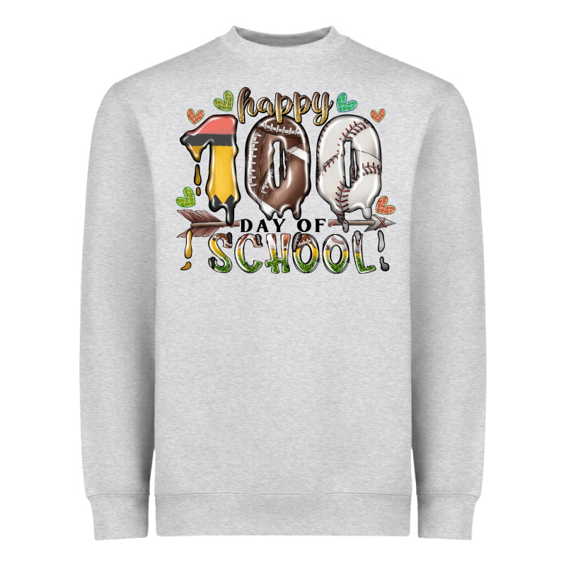 Happy 100 Day Of School American Football Baseball Heavyweight Sweatshirt by RacoonDesign | Teevron