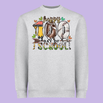 Happy 100 Day Of School American Football Baseball Heavyweight Sweatshirt Designed By Racoondesign