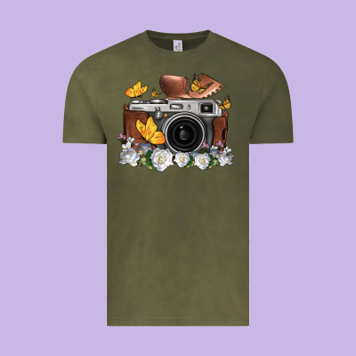 Floral Butterfly Film Roll Vintage Camera Vintage Tee Designed By Fadigitalartstudio
