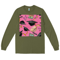 Army Green pink glitter graduation seamless pattern Long Sleeve Tee - BundleAndBundleShop