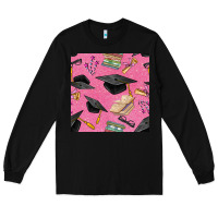 Black pink glitter graduation seamless pattern Long Sleeve Tee - BundleAndBundleShop