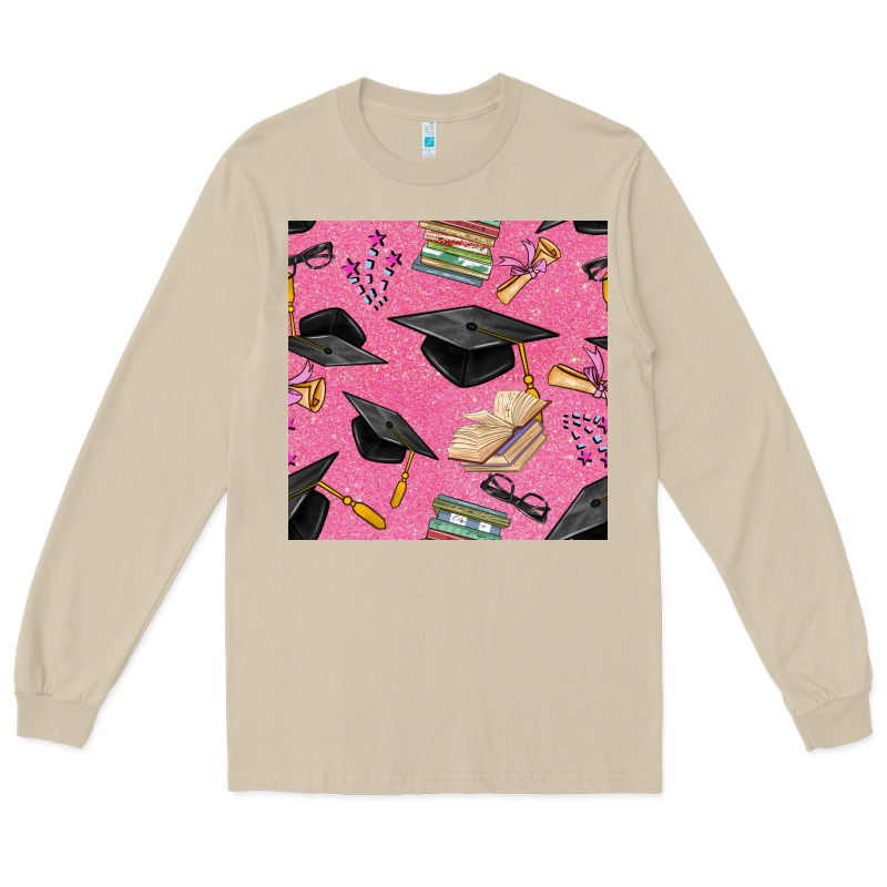 Pink Glitter Graduation Seamless Pattern Long Sleeve Tee by BundleAndBundleShop | Teevron