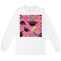 White pink glitter graduation seamless pattern Long Sleeve Tee - BundleAndBundleShop