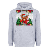 Heather Grey christmas cow Heavyweight Hoodie - MaliasSmallBusiness