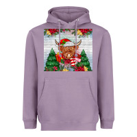Lavender christmas cow Heavyweight Hoodie - MaliasSmallBusiness