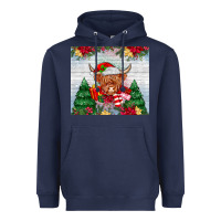 Navy christmas cow Heavyweight Hoodie - MaliasSmallBusiness