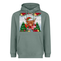 Sage christmas cow Heavyweight Hoodie - MaliasSmallBusiness