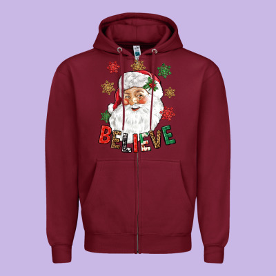 Believe Christmas Zipper Hoodie Designed By Nancycooperartshop