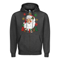 Charcoal Heather Believe Christmas Zipper Hoodie - NancyCooperArtShop
