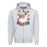 Heather Grey Believe Christmas Zipper Hoodie - NancyCooperArtShop