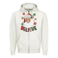 Oatmeal Heather Believe Christmas Zipper Hoodie - NancyCooperArtShop