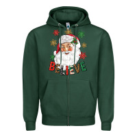 Sports Green Believe Christmas Zipper Hoodie - NancyCooperArtShop